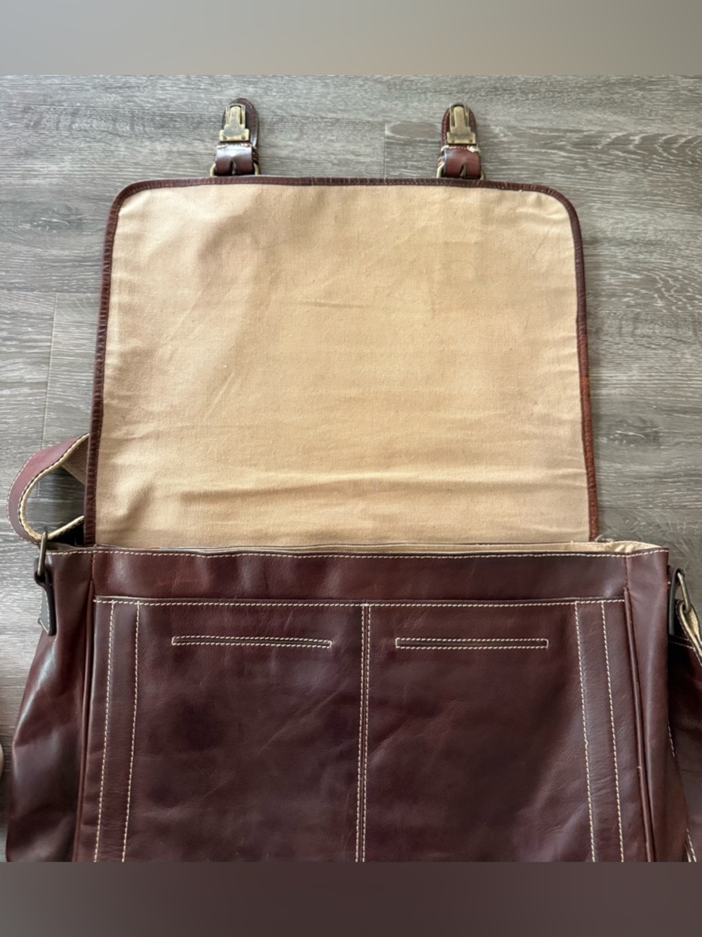 FOSSIL Jack Spade Leather Messenger Bag in Brown - Classic Men's Shoulder Bag - Picture 3 of 6